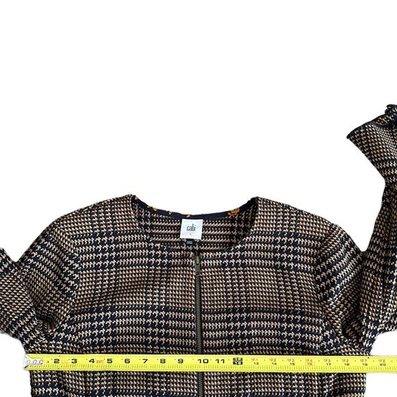 Cabi 3902 Flounce Hem Plaid Longline Full-Zip Jacket 2 Way Zipper Women’s Size S - Picture 10 of 15